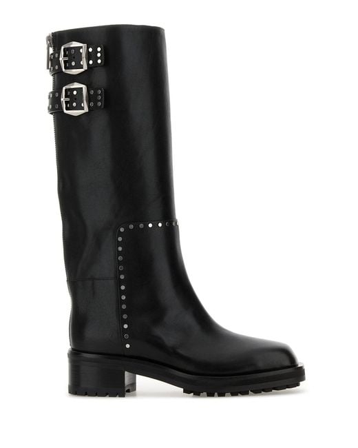Jimmy Choo Black Leather Brooklyn Boots