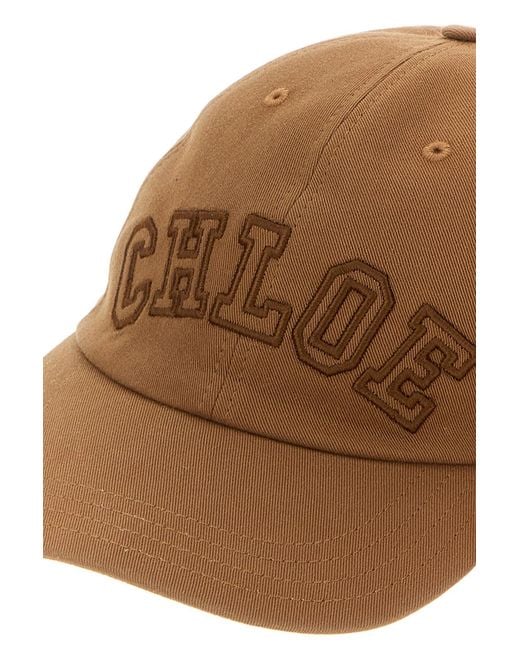 Chloé Brown Camel Twill Baseball Cap
