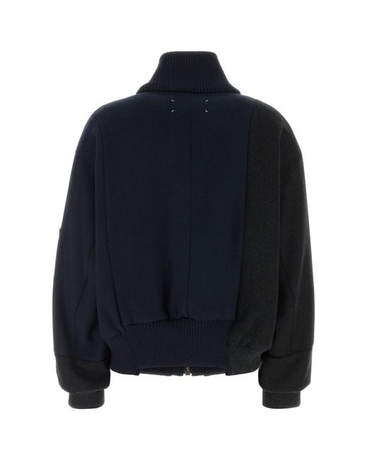 Maison Margiela Blue Two-tone Wool Bomber Jacket