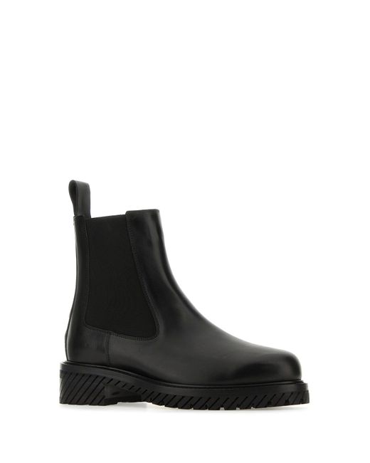 Off-White c/o Virgil Abloh Black Round-toe Leather Ankle Boots for men