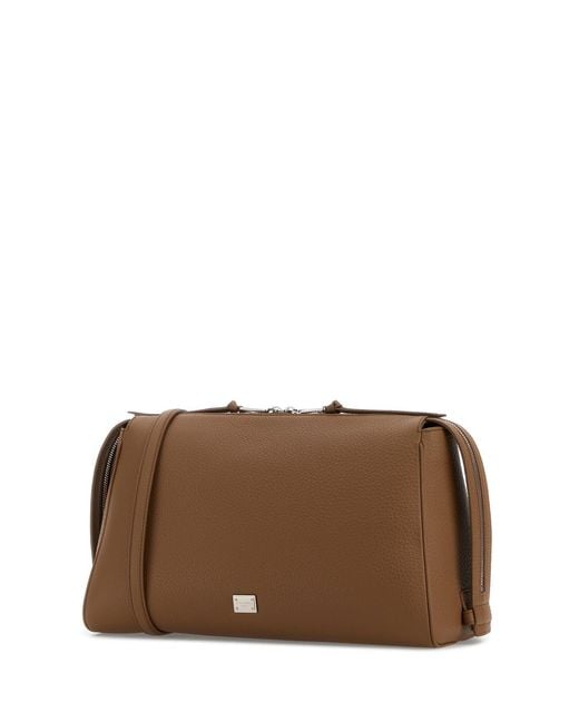 Dolce & Gabbana Brown Camel Leather Vittoria Handbag for men