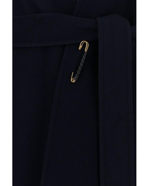 Carven Black Navy Blue Wool Blend Coat