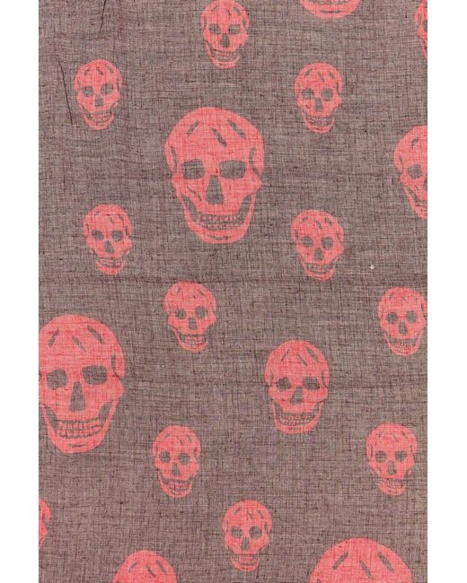 McQueen Red Printed Modal Blend Foulard for men