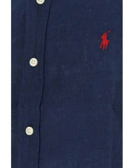 Polo Ralph Lauren Navy Blue Linen Shirt for men