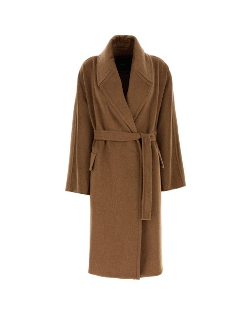 ATELIER Brown Biscuit Cashmere Blend Attuale Coat