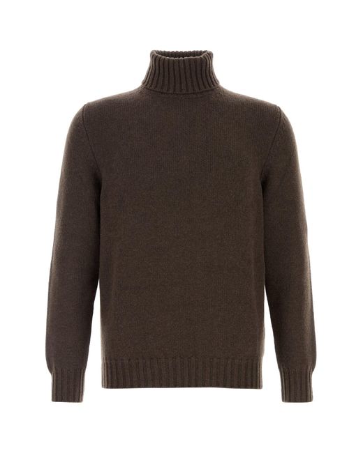 Fedeli Brown Cashmere Sweater for men