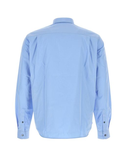Camicia in popeline ceruleo di Prada in Blue da Uomo