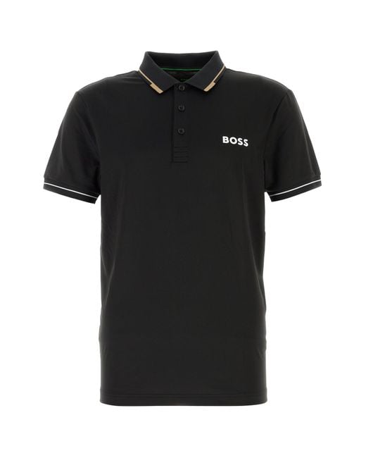 Boss Black Stretch Polyester Polo Shirt for men