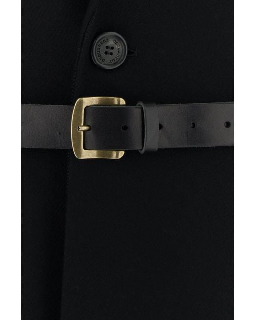 DSquared² Black Stretch Wool Blend Coat