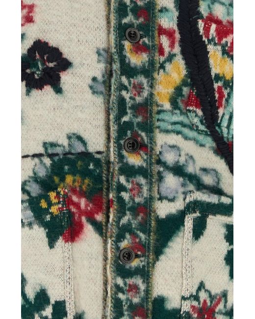 Sacai Green Embroidered Wool Sweater for men