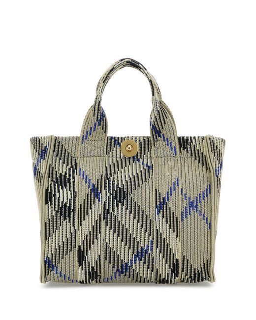 Borsa a mano Check mini in tessuto ricamato di Burberry in Multicolor