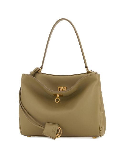 Balenciaga Metallic Sage Green Leather Small Rodeo Handbag