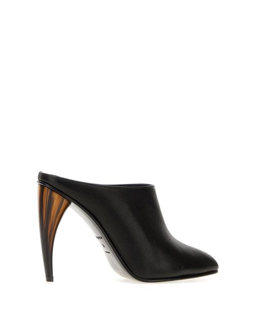 McQueen Black Leather Mules