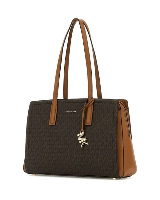 Borsa shopping Laila media in tela stampata di MICHAEL Michael Kors in Black