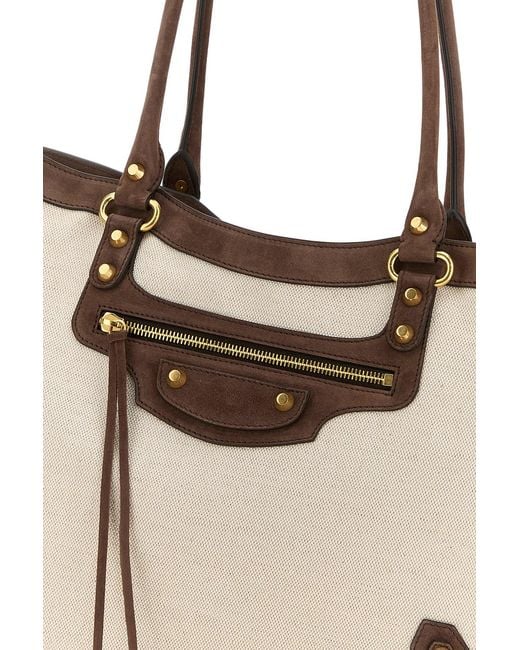 Balenciaga Natural Sand Canvas Le City Shopping Bag