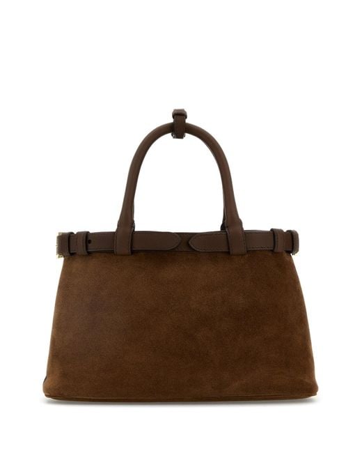 Borsa a mano Buckle in pelle scamosciata marrone di Prada in Brown