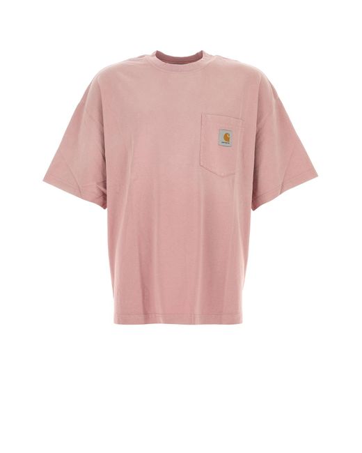 Carhartt Antiqued Pink Cotton S/s Hudson Pocket T-shirt for men
