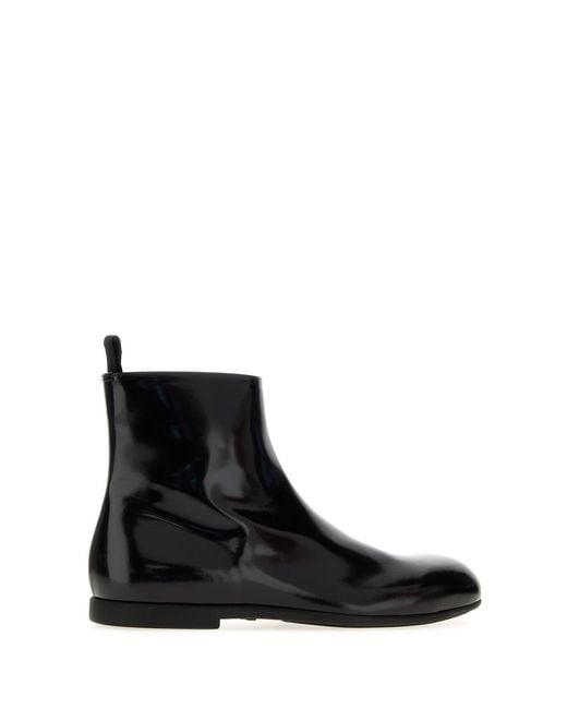 Jil Sander Black Leather Ankle Boots for men
