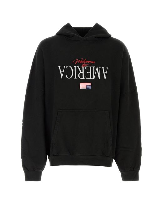 Willy Chavarria Black Cotton Oversize Welcome To America Sweatshirt for men