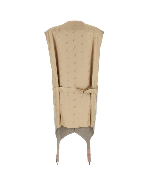 Moschino Natural Two-tone Wool And Satin Oversize Vest