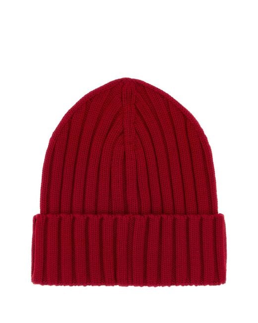 Moncler Red Wool Beanie Hat