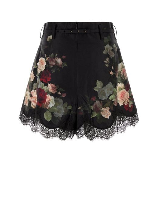 Shorts Hypnotic in misto seta stampata di Zimmermann in Black