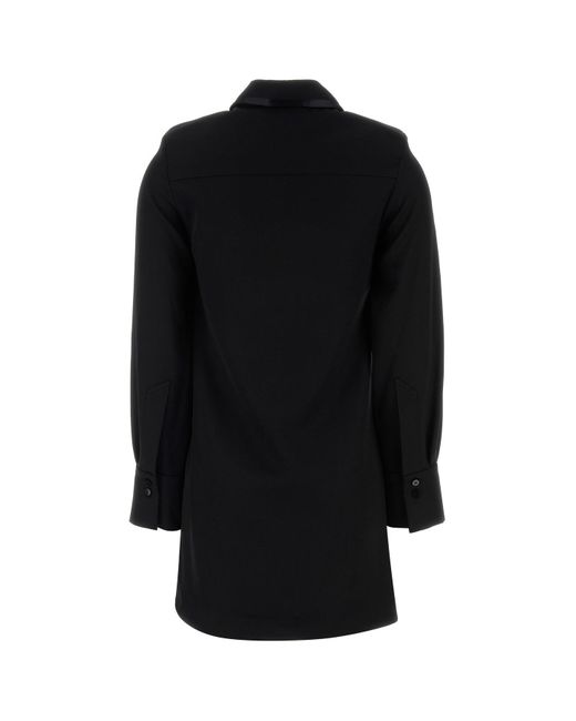 The Attico Black Gabardine Mini Dress