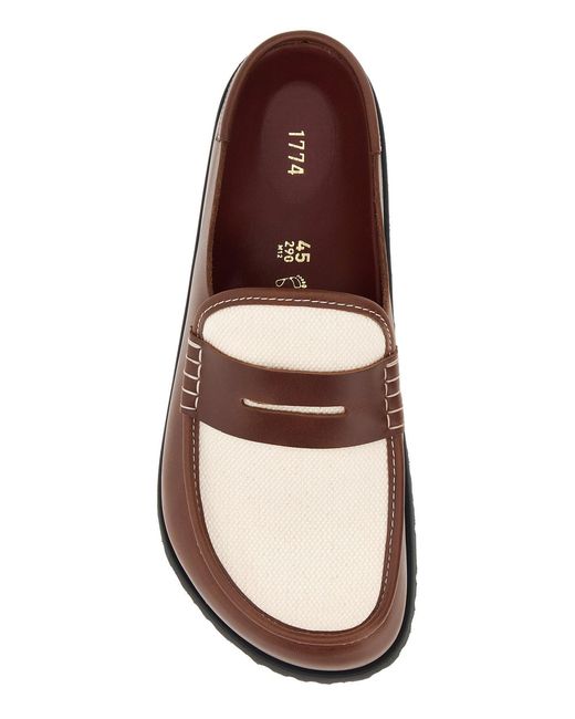 Birkenstock Brown Two-tone Canvas And Nappa Leather Naples Slippers for men