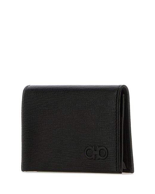 Ferragamo Black Salvatore Leather Card Holder for men