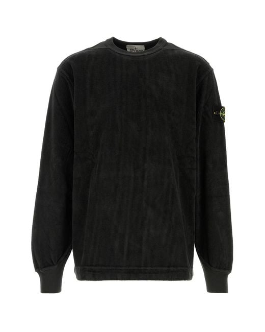 Stone Island Black Charcoal Corduroy Sweatshirt for men
