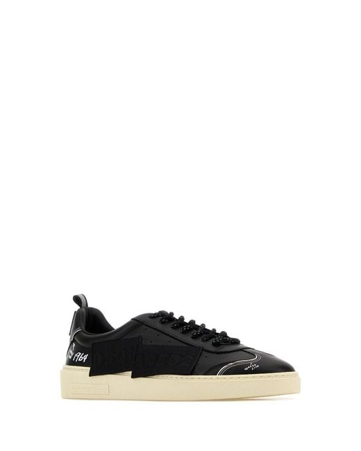 DSquared² Black Leather Rider Sneakers for men