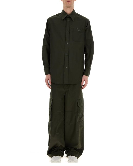 Tシャツ・カットソー VALENTINO Olive green stretch polyester shirt Valentino Garavani Olive Green Stretch Polyester Shirt for