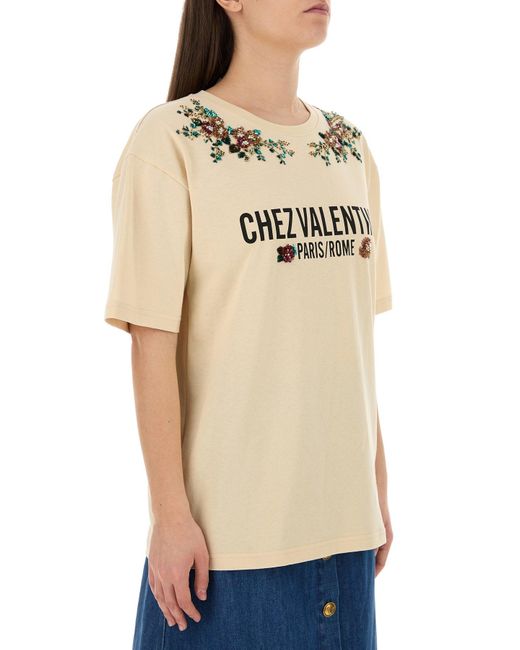 Valentino Garavani Natural Cream Cotton T-shirt