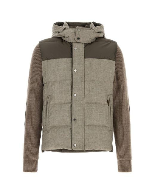 Moorer Green Cappuccino Wool Bensa Down Jacket for men