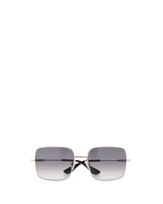 McQueen White Silver Metal Sunglasses