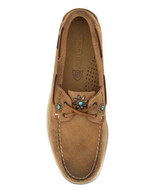 Sebago Brown Camel Suede Portland Flesh Out Loafers for men