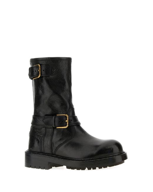 Dolce & Gabbana Black Leather Bernini Boots for men