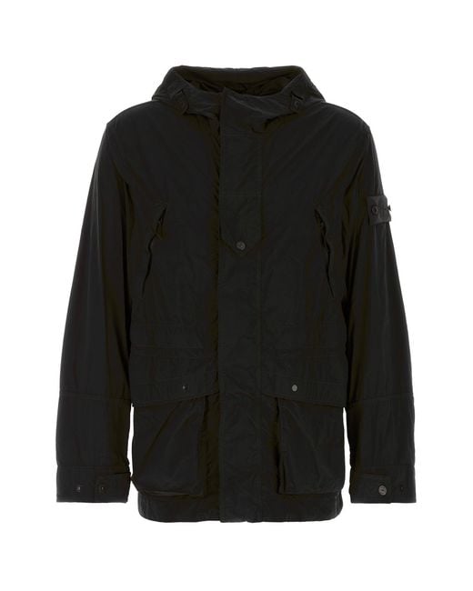 Stone Island Black Nylon Parka for men