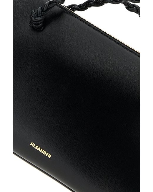 Jil Sander Black Leather Tangle Tent Shoulder Bag