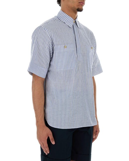 Valentino Garavani Blue Embroidered Cotton Blend Shirt for men