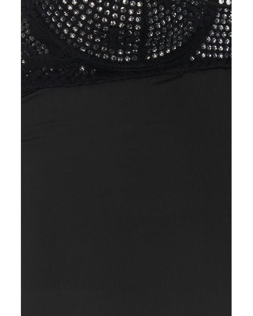 Oseree Black Crystal-Embellished Tube Dress