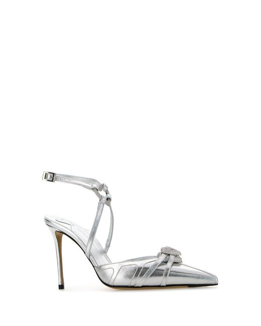 Mach & Mach White Mach & Nappa Leather Pumps