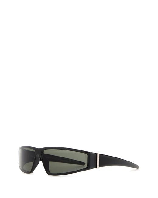 McQueen Gray Black Acetate Wraparound Sunglasses