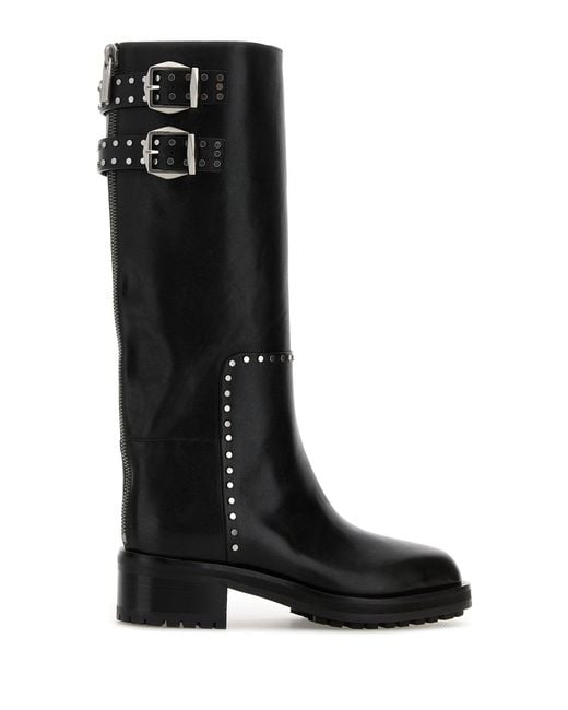 Jimmy Choo Black Leather Brooklyn Boots