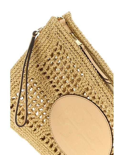 Tory Burch Natural Raffia Ella Clutch