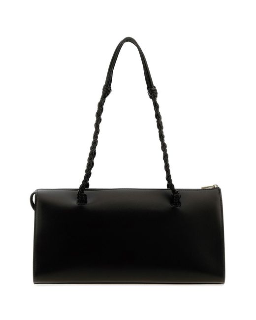 Jil Sander Black Leather Tangle Tent Shoulder Bag