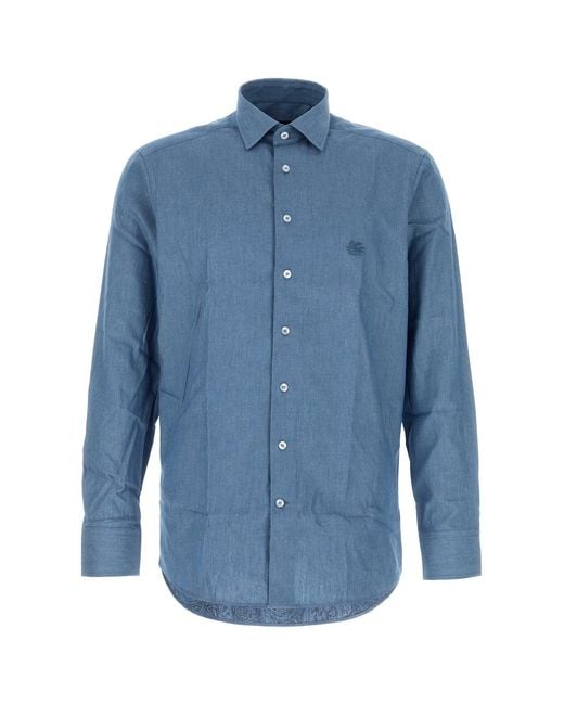 Etro Air Force Blue Chambray Shirt for men