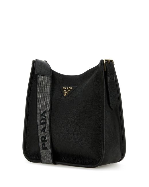 Borsa a spalla in pelle nera di Prada in Black