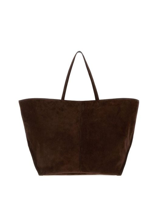 Jil Sander Brown Suede Linea Xl Shopping Bag