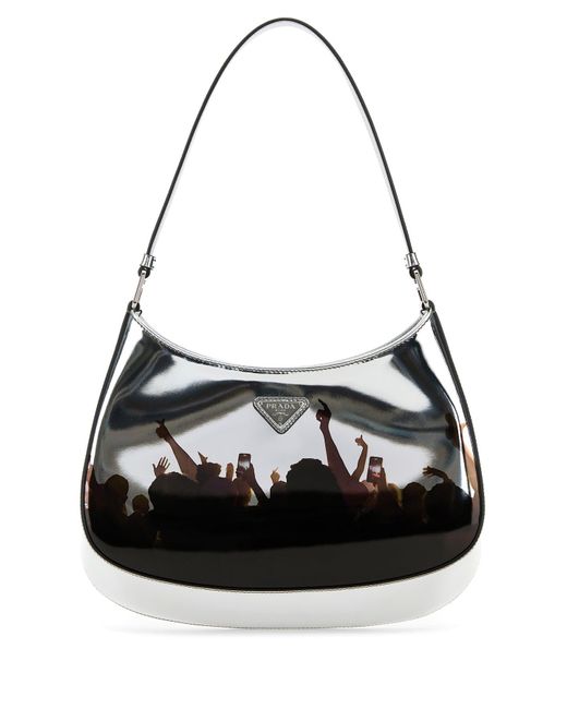Borsa a spalla Cleo in pelle argento di Prada in Black